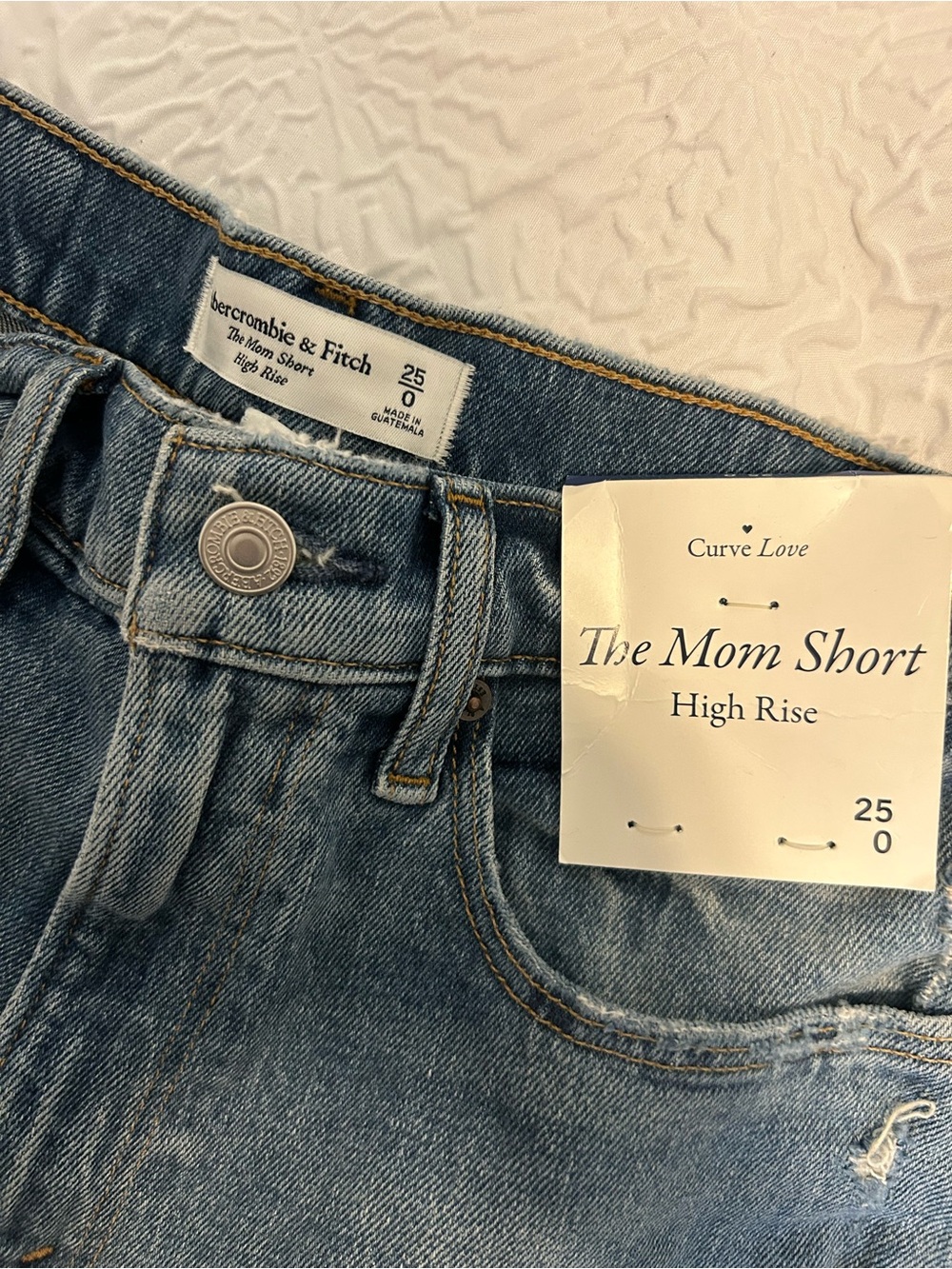 Abercrombie & Fitch High-Rise Mom Shorts - Light Blue Denim
